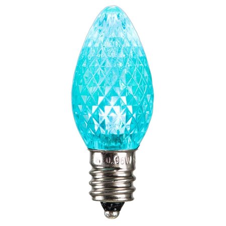 VICKERMAN 0.96 watt 120V C7 Faceted LED Teal Twinkle Bulb with Nickel Base 25 per Bag XLEDC7LT-25